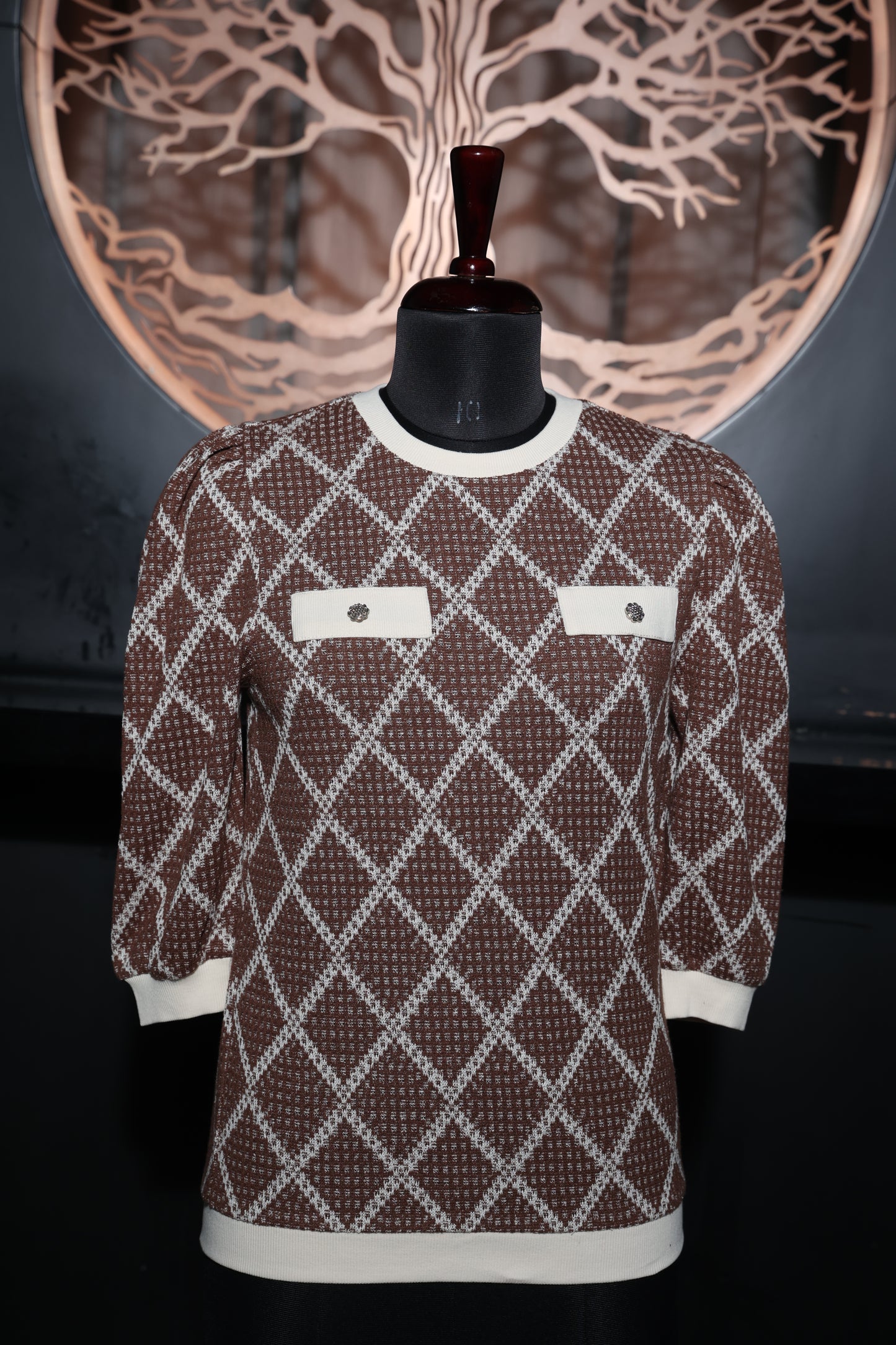 Crisp Checkered Brown Top