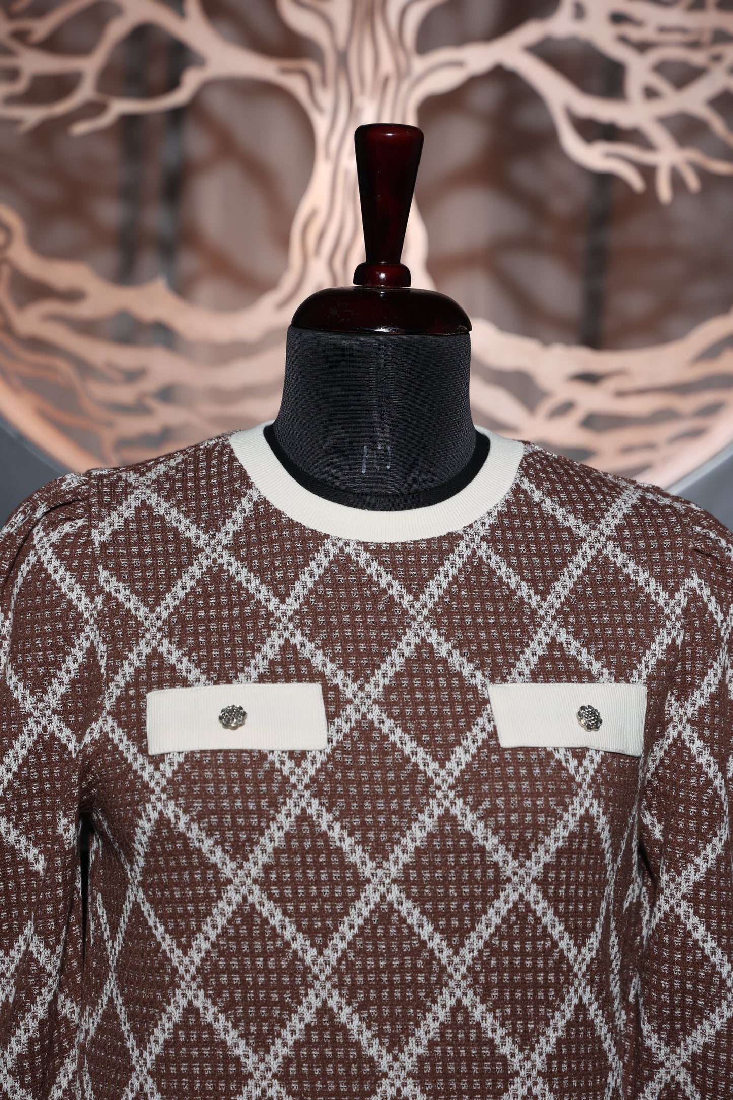 Crisp Checkered Brown Top