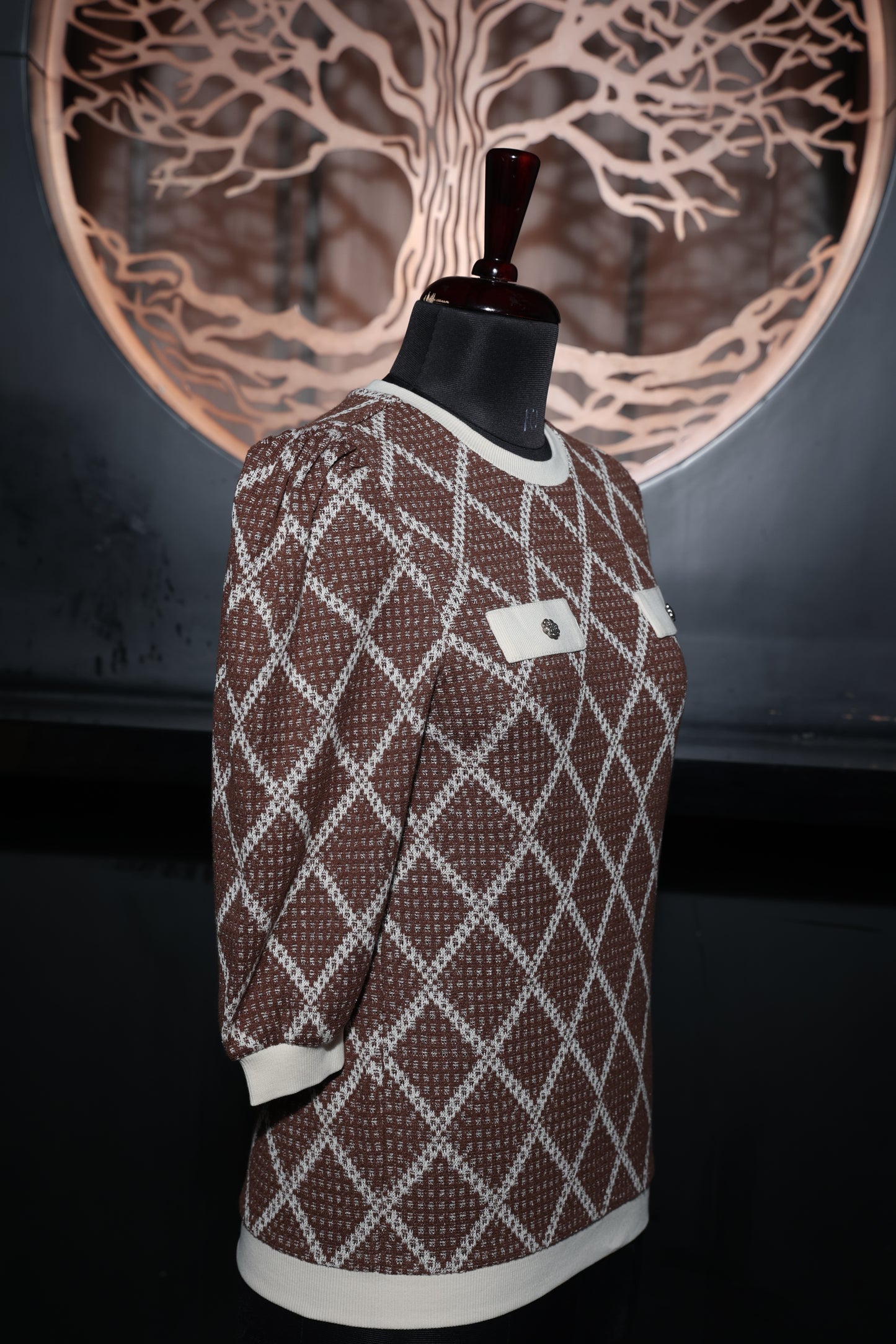 Crisp Checkered Brown Top