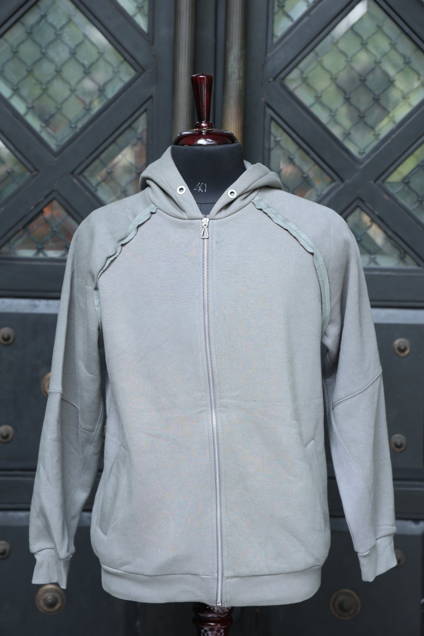 Raw-Edge Mist Hoodie