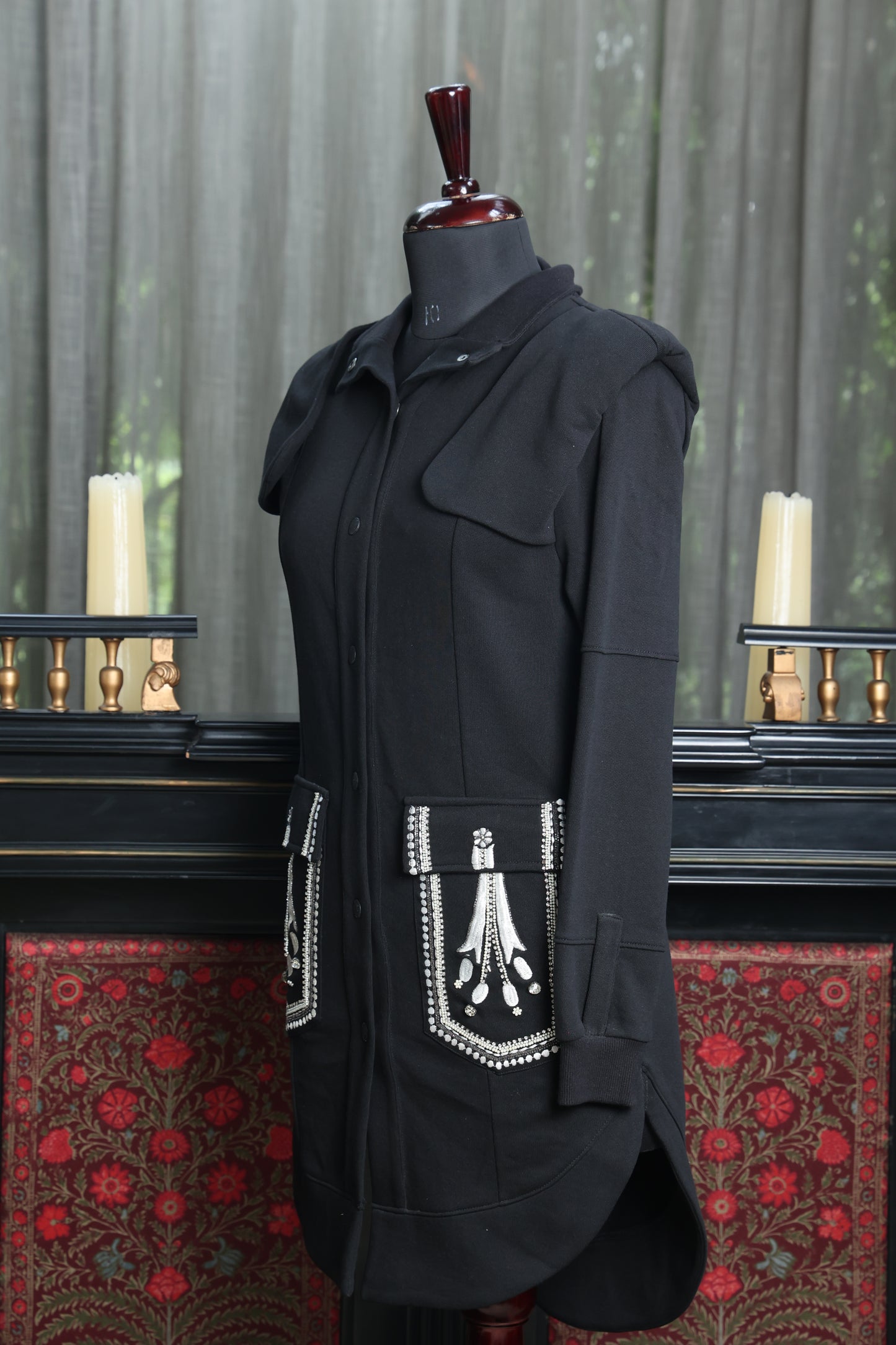 Embellished Noir Coat