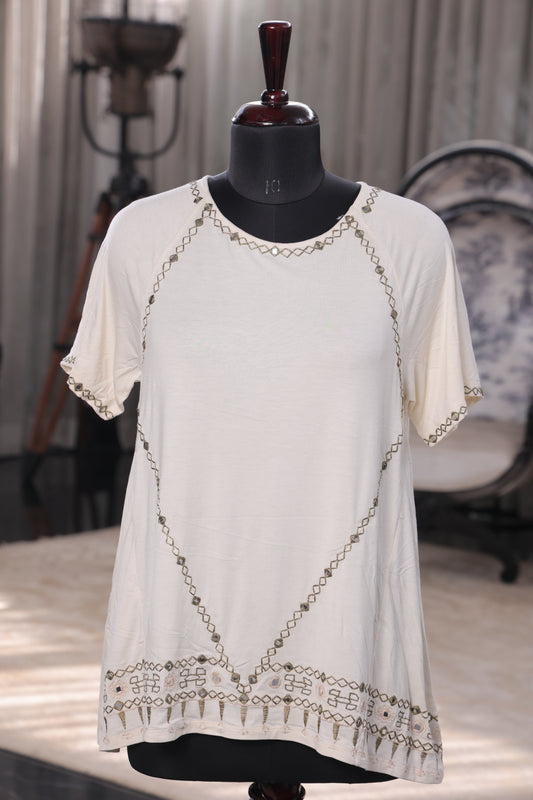 Sandscript Embroidered Top