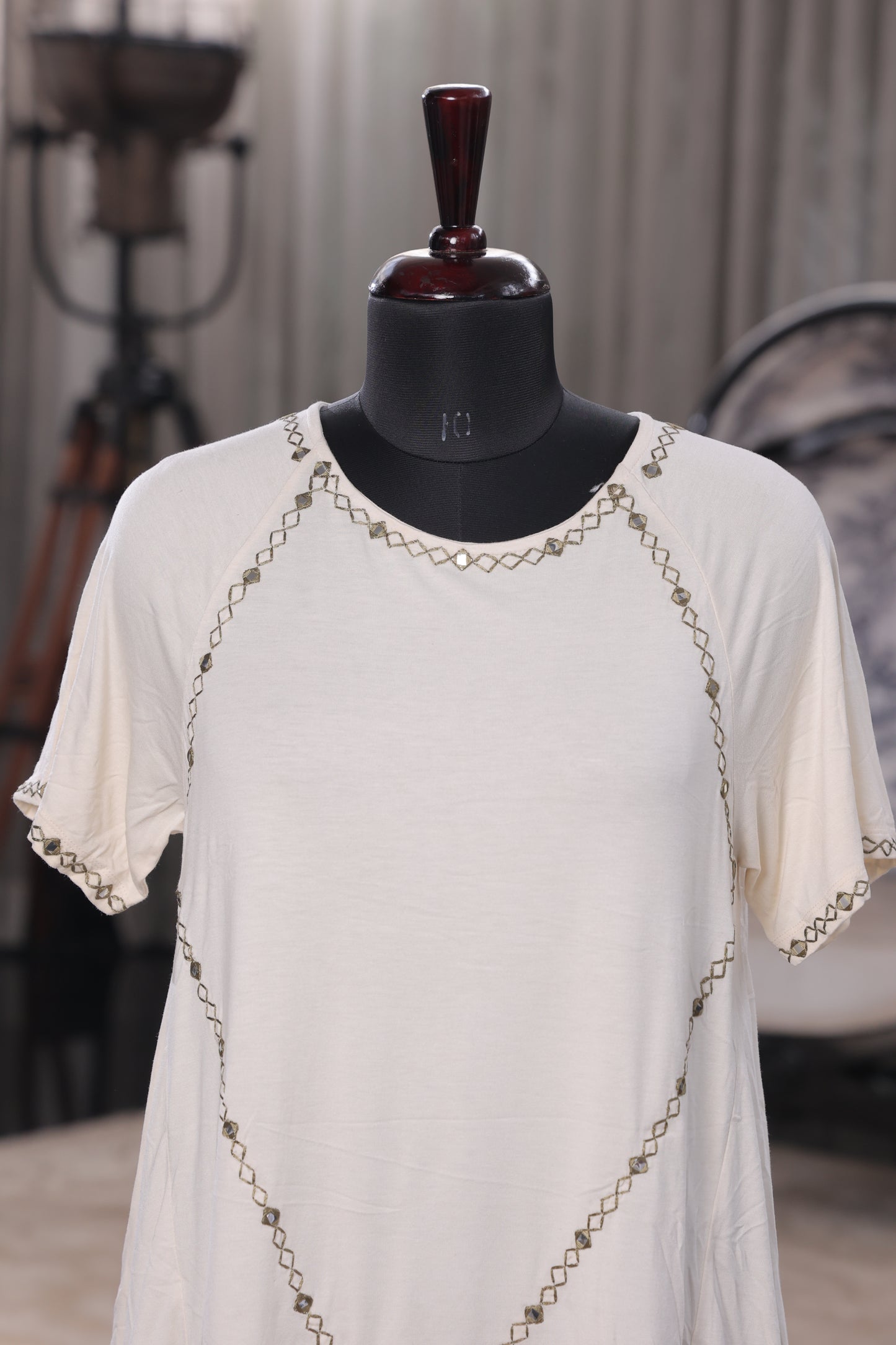 Sandscript Embroidered Top