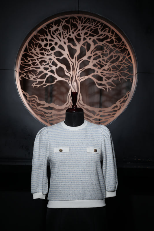 Blue Herringbone Top