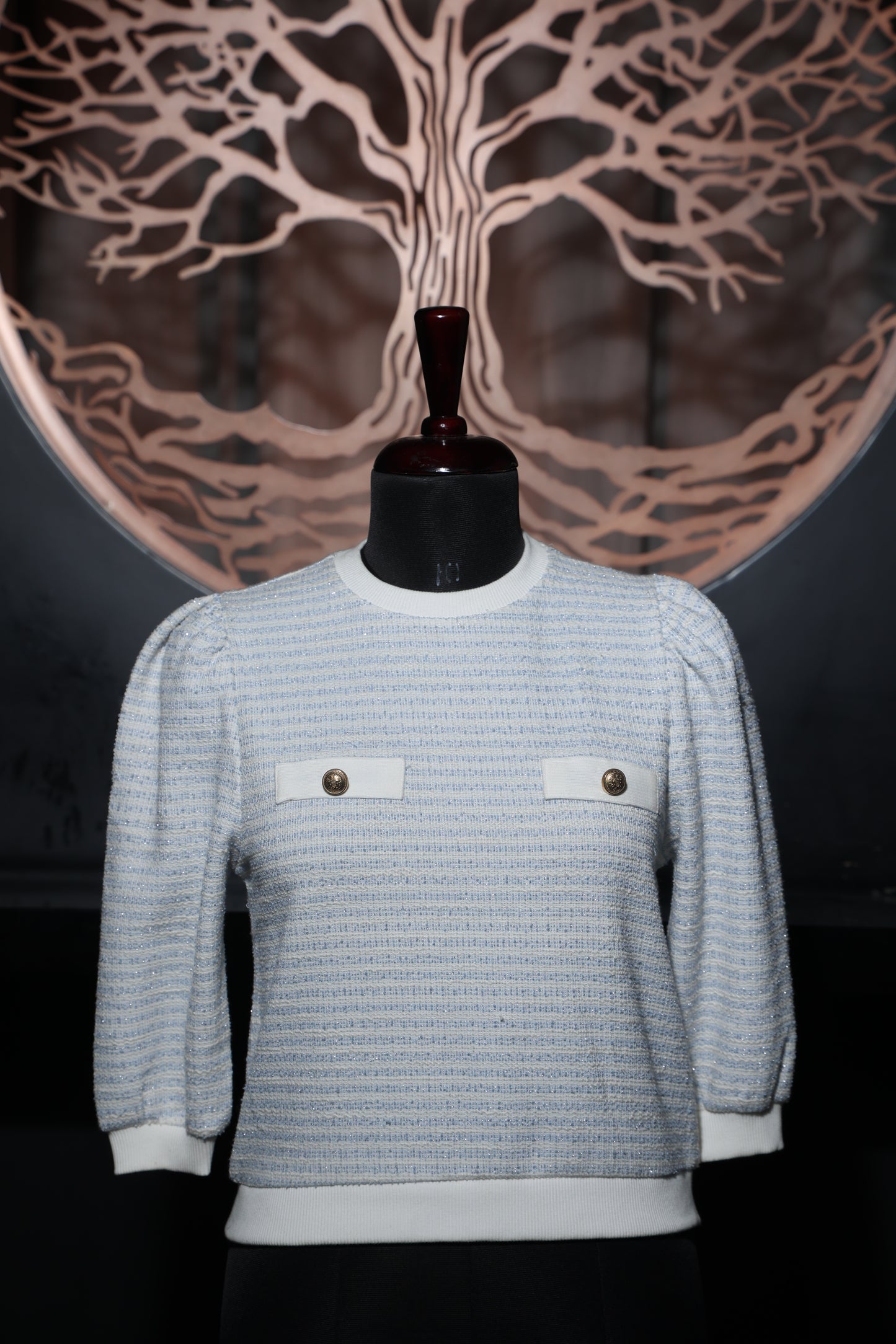 Blue Herringbone Top